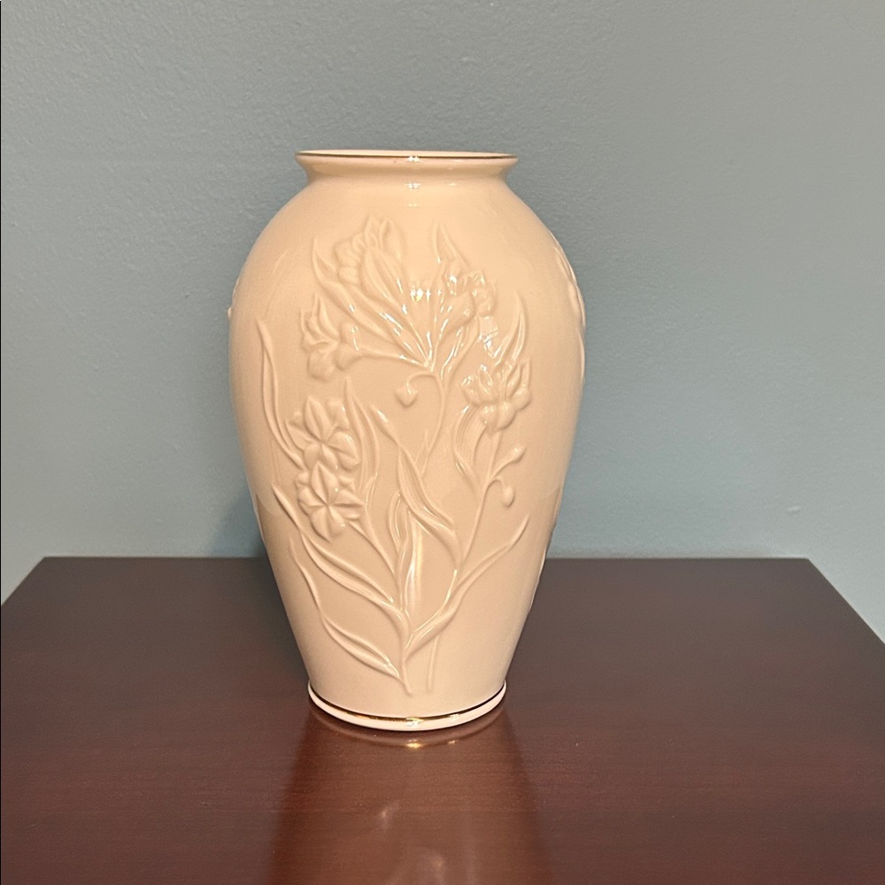 Lenox Cream Floral Embossed Vase